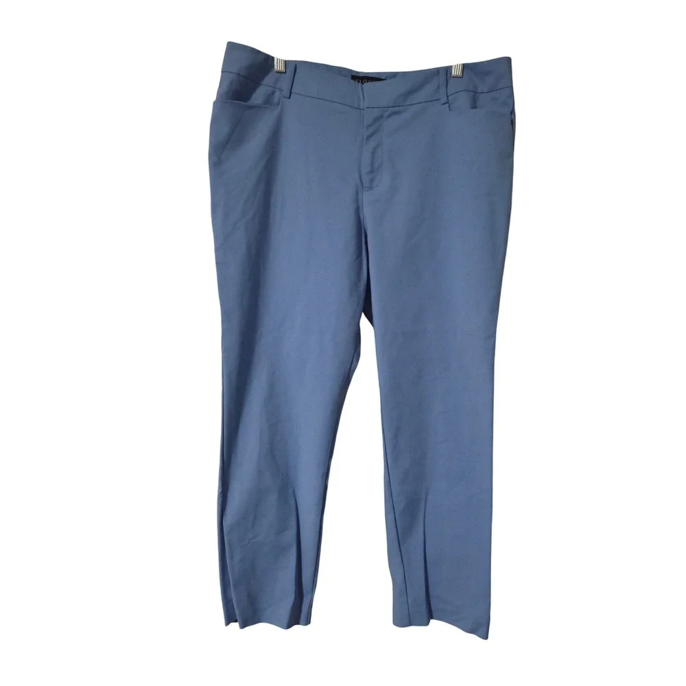 ELOQUII Women's Blue Straight Leg Cropped Career Pants Size 16R